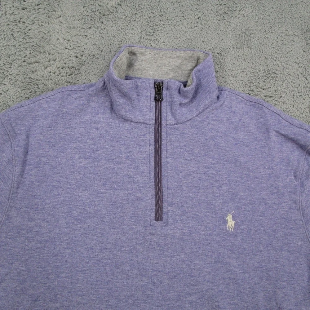 Polo Ralph Lauren Mens Medium Purple Heather Quarter Zip Pullover Sweater M Pony